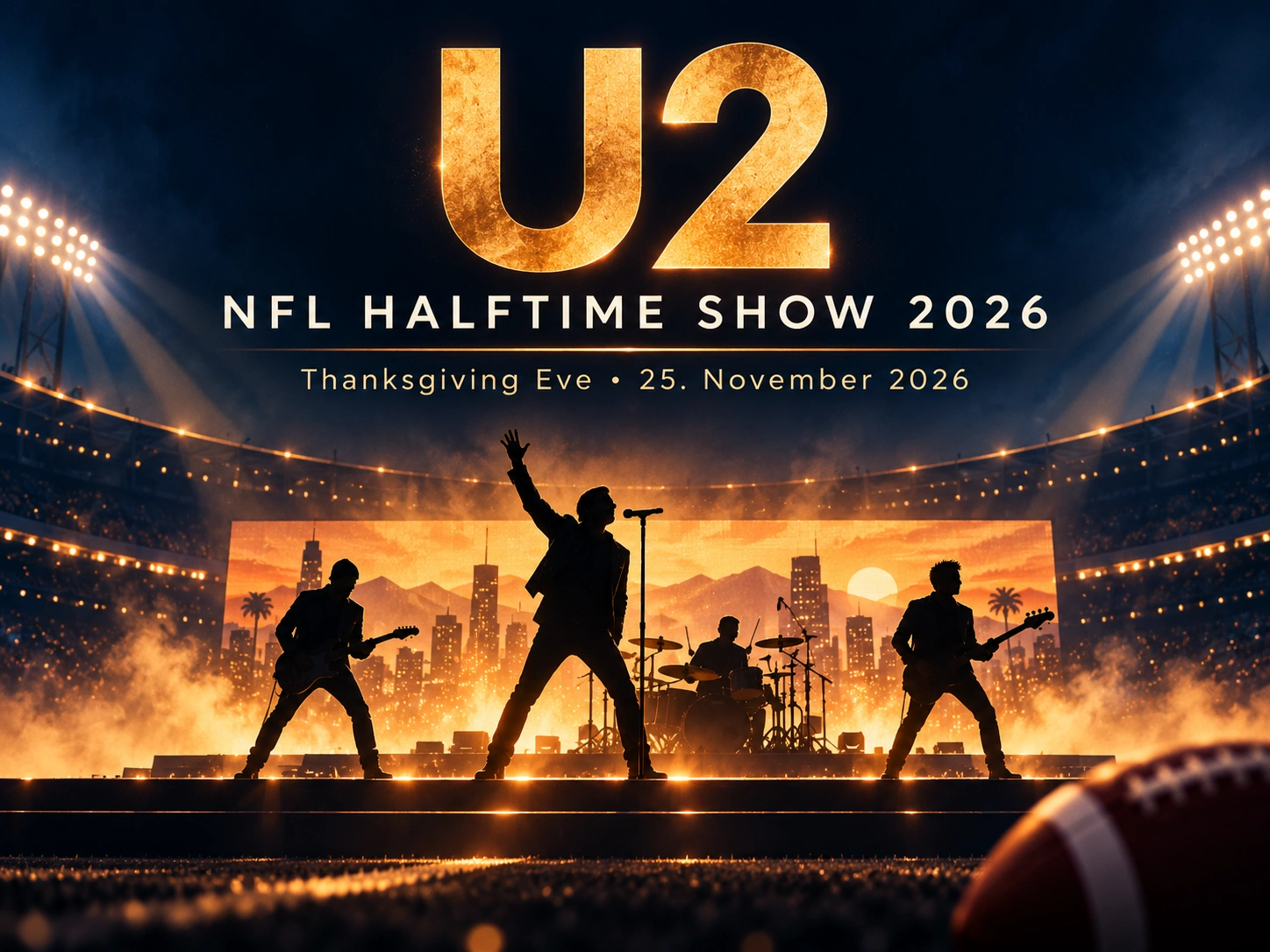 U2 hrají NFL polčasovou show 2026 - Světové turné 2027 oznámeno
